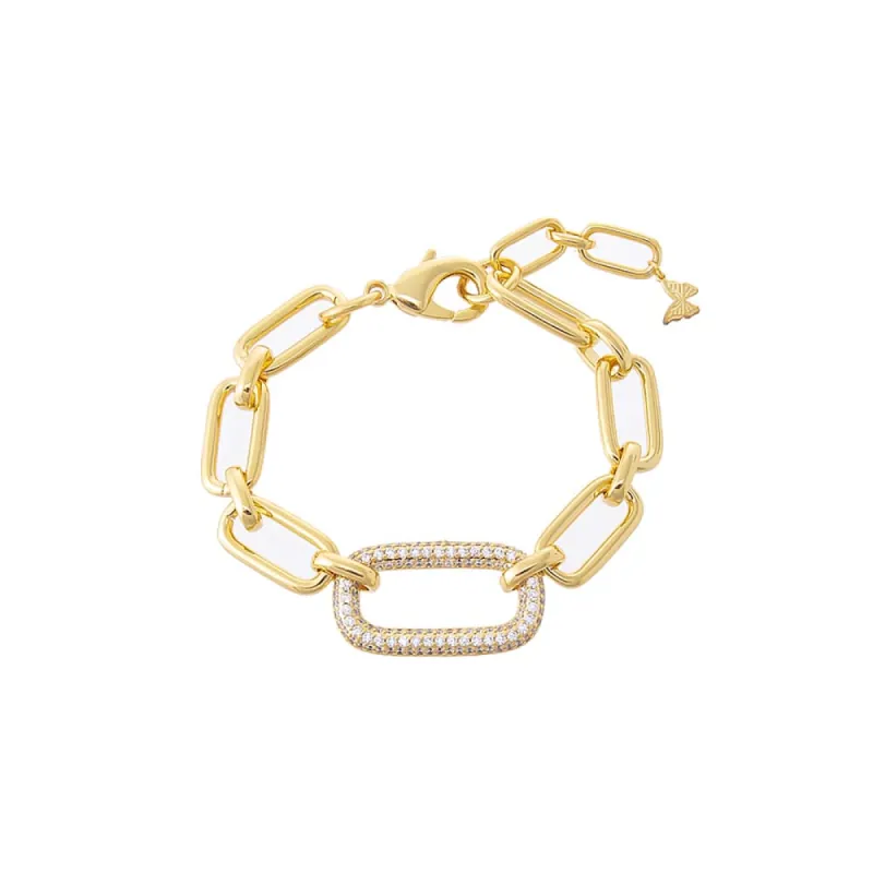 Pave Statement Paperclip Bracelet sold by Adina Eden's
