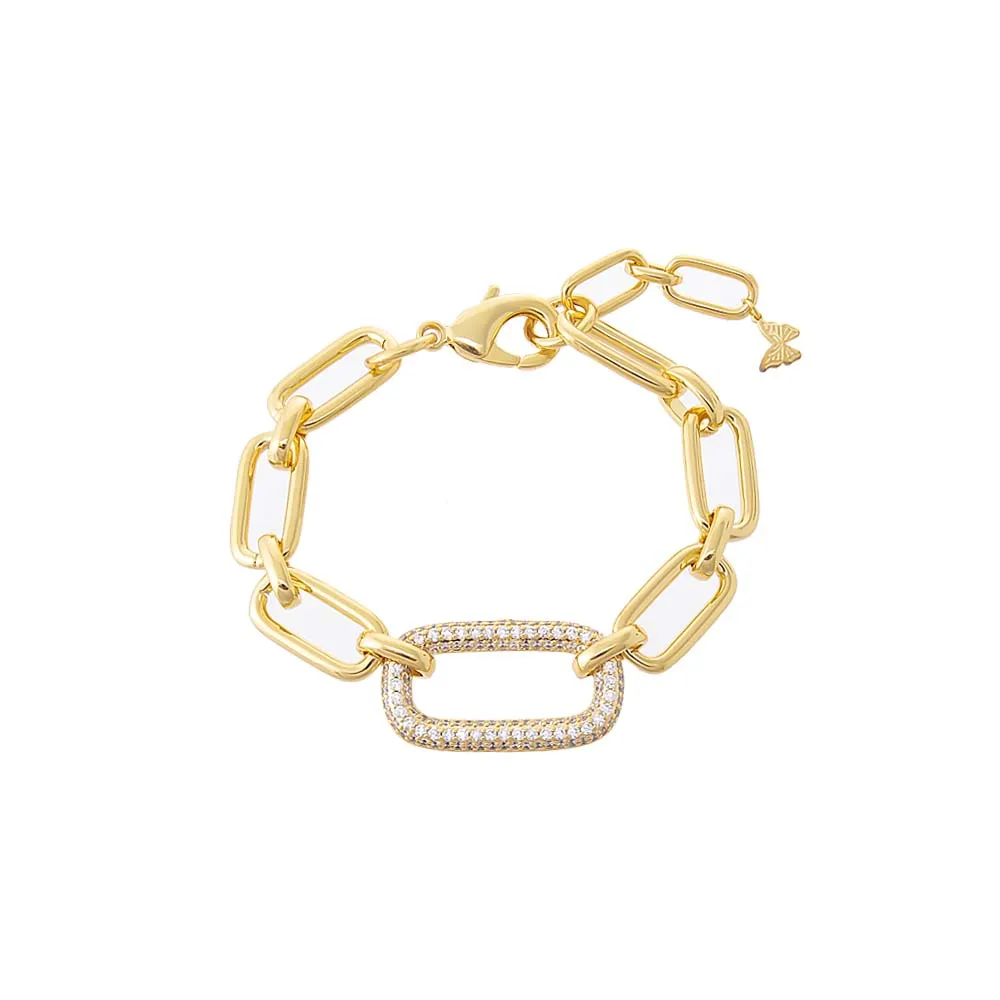 Pave Statement Paperclip Bracelet sold by Adina Eden's