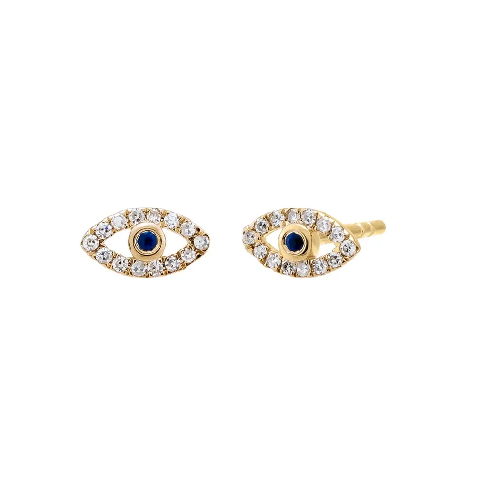 Diamond Pave Cutout Evil Eye Stud Earring 14K sold by Adina Eden's