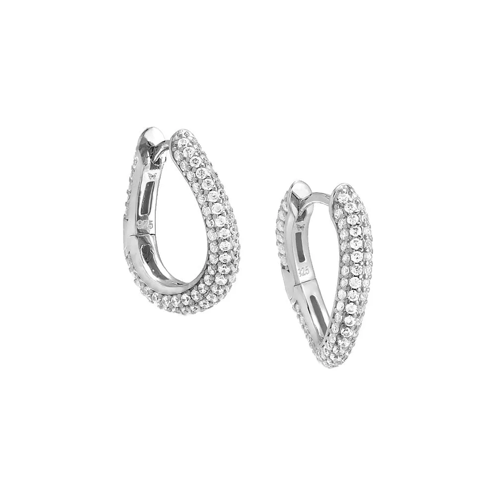Pavé Curved Link Huggie Earring sold by Adina Eden's product image thumbnail 3