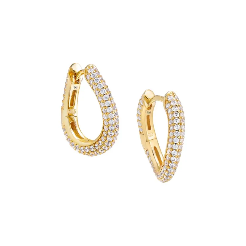 Pavé Curved Link Huggie Earring sold by Adina Eden's