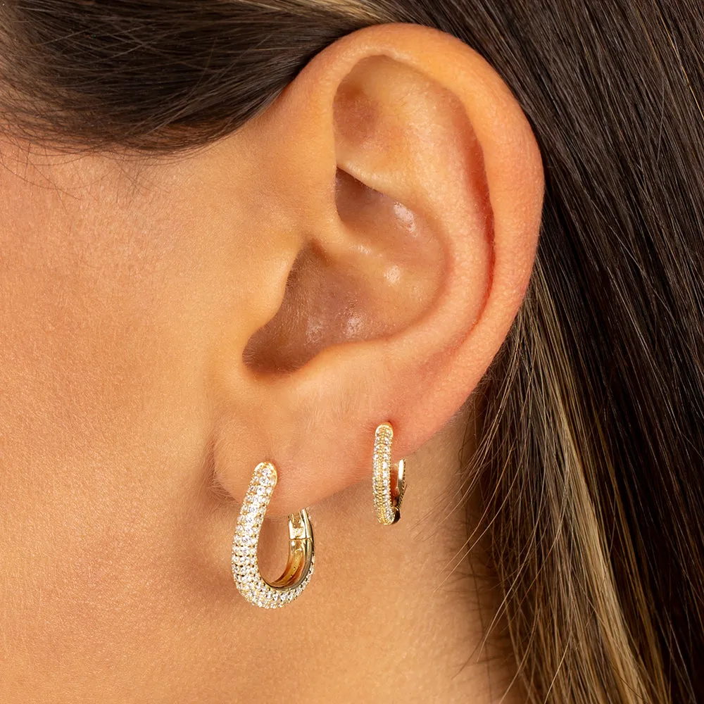 Pavé Curved Link Huggie Earring sold by Adina Eden's product image thumbnail 2