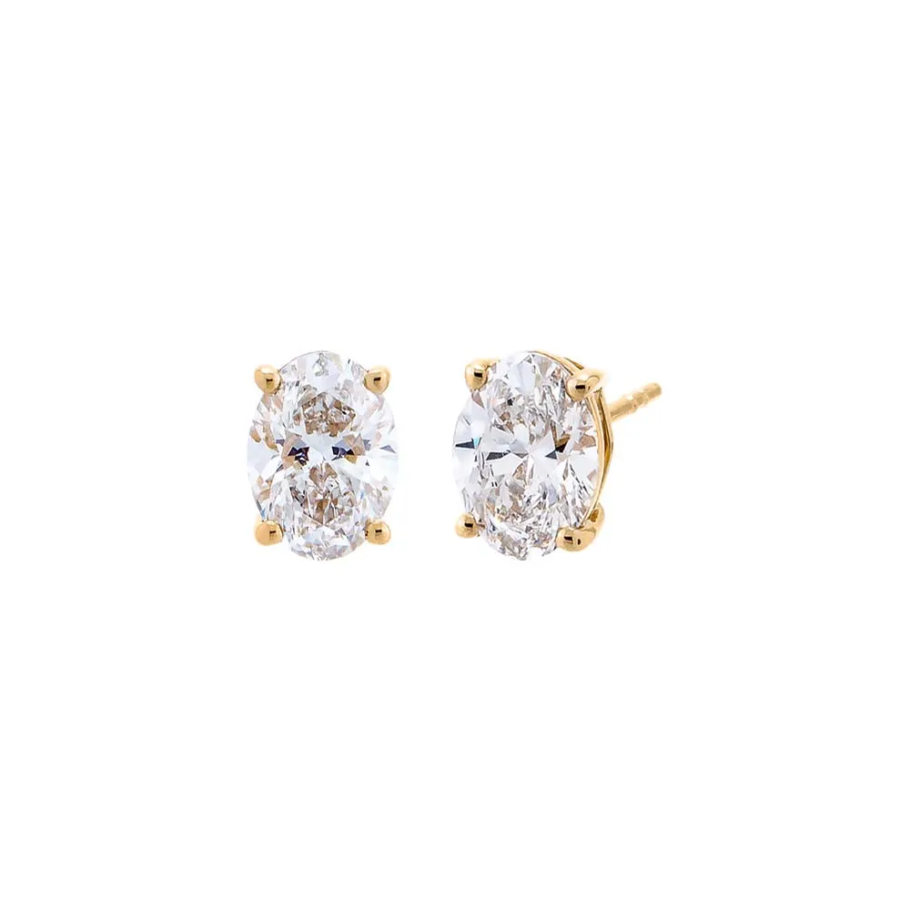 Lab Grown Diamond Oval Four Prong Stud Earring 14K sold by Adina Eden's
