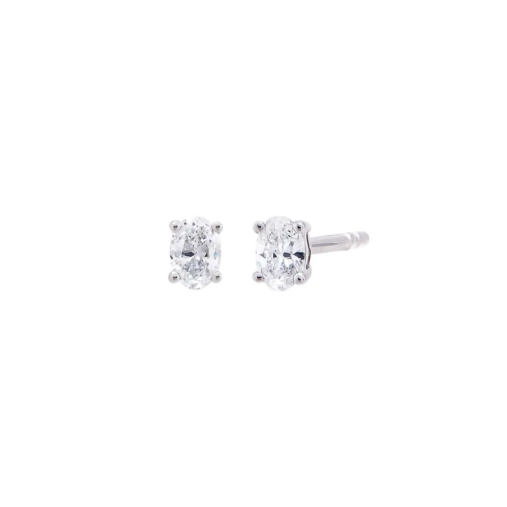 Lab Grown Diamond Oval Four Prong Stud Earring 14K sold by Adina Eden's product image thumbnail 4