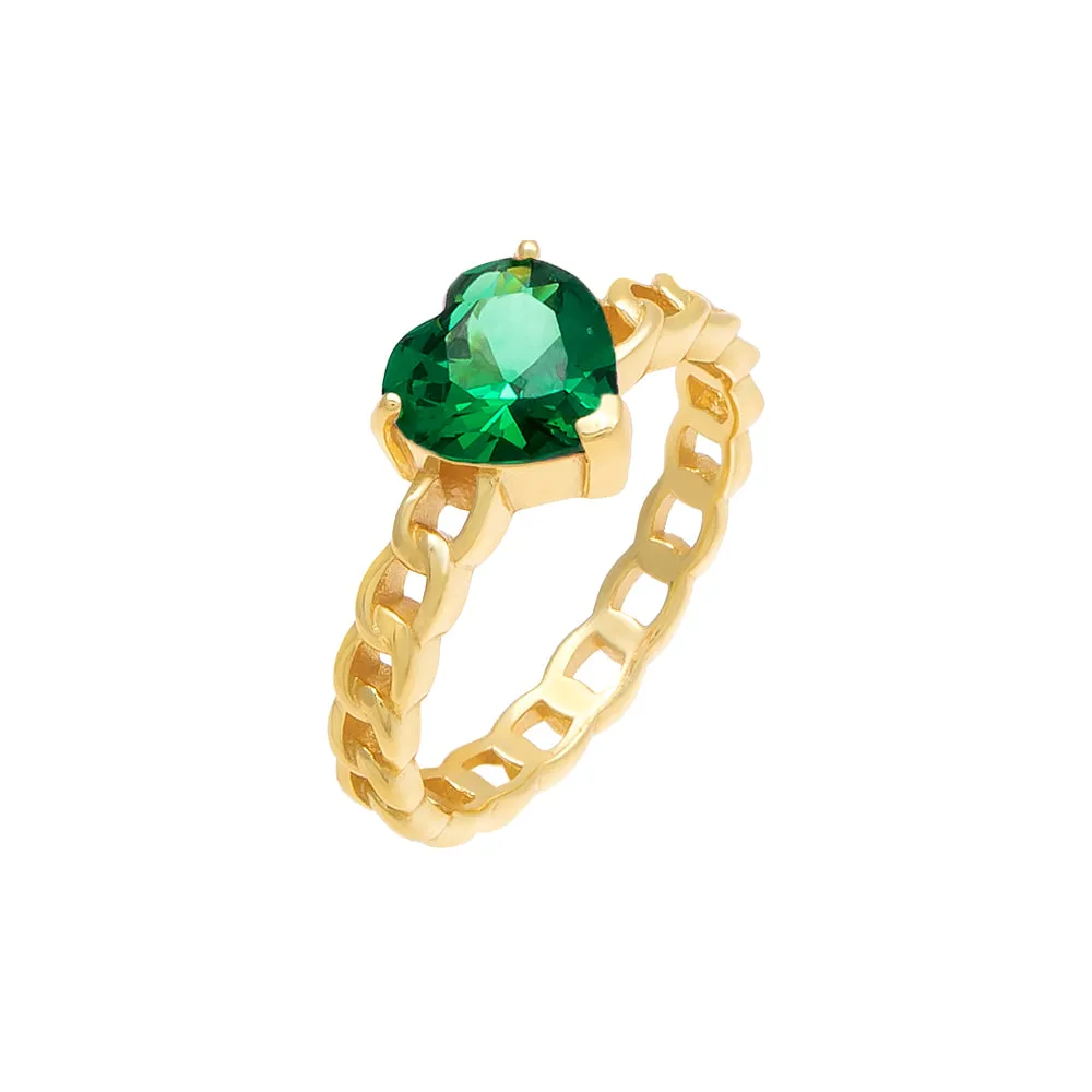 CZ Heart x Chain Ring sold by Adina Eden's product image thumbnail 3