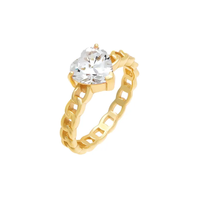 CZ Heart x Chain Ring sold by Adina Eden's