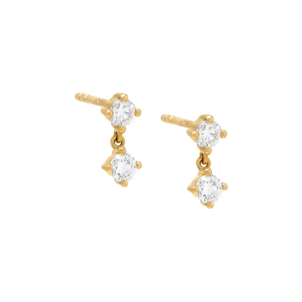 Round Diamond Dangling Stud Earring 14K sold by Adina Eden's