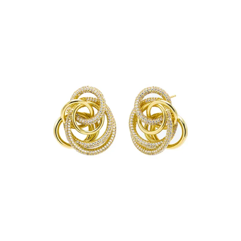 Solid/Pave Intertwined Circle Stud Earring sold by Adina Eden's