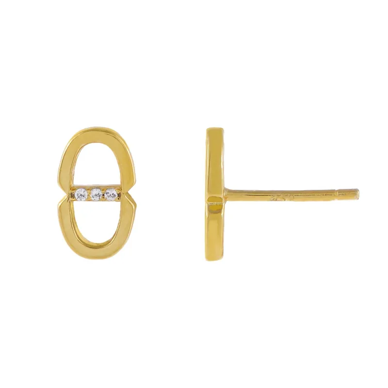 Mini CZ Link Stud Earring sold by Adina Eden's