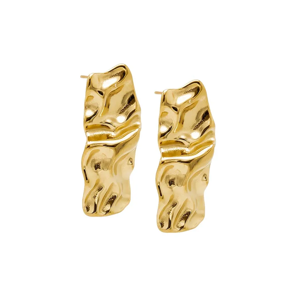 Fluid Gold Statement Drop Stud Earring sold by Adina Eden's
