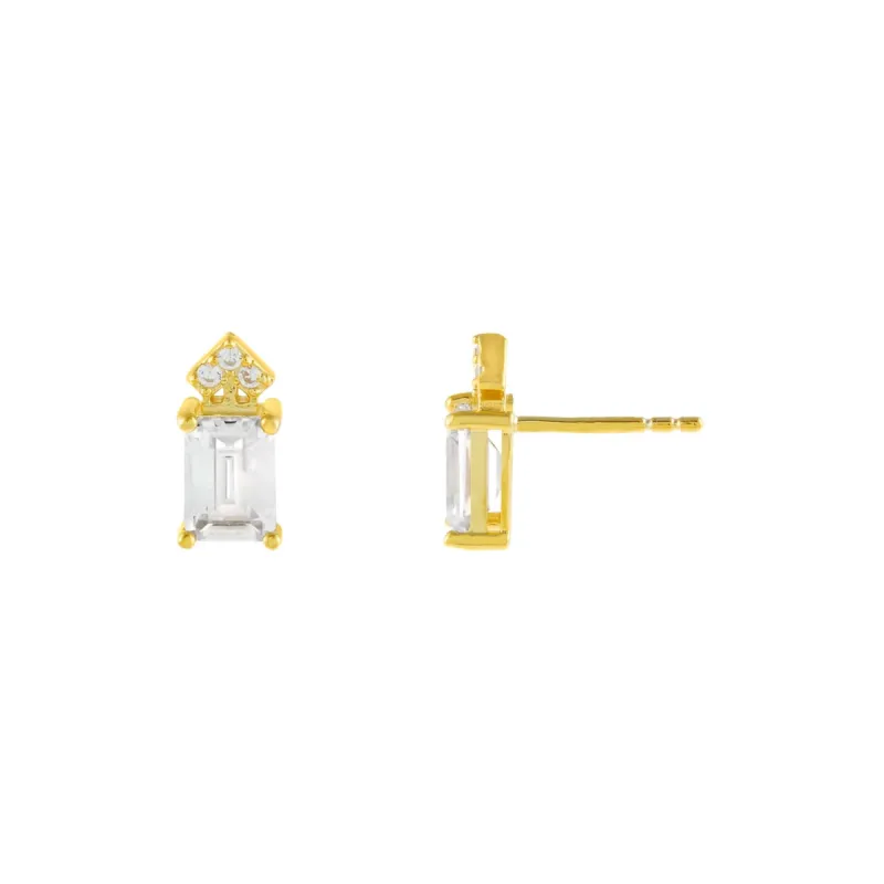 CZ Colored Emerald Stone Stud Earring sold by Adina Eden's