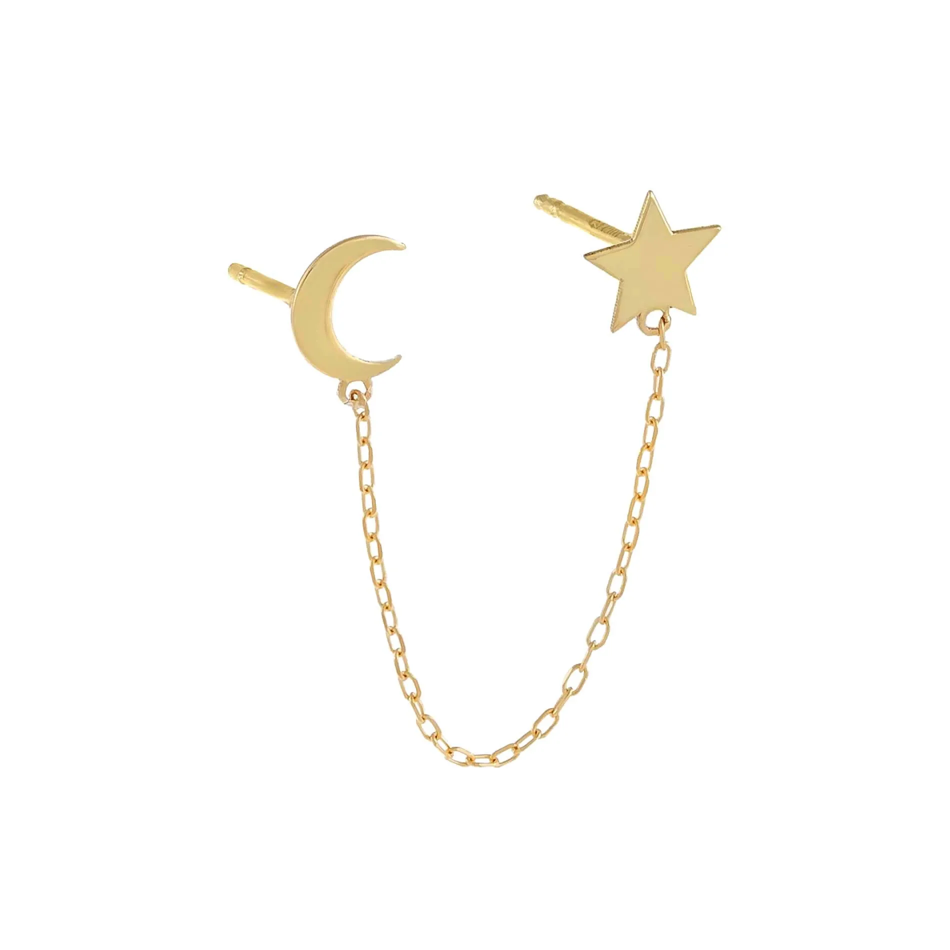Celestial Chain Stud Earring 14K sold by Adina Eden's
