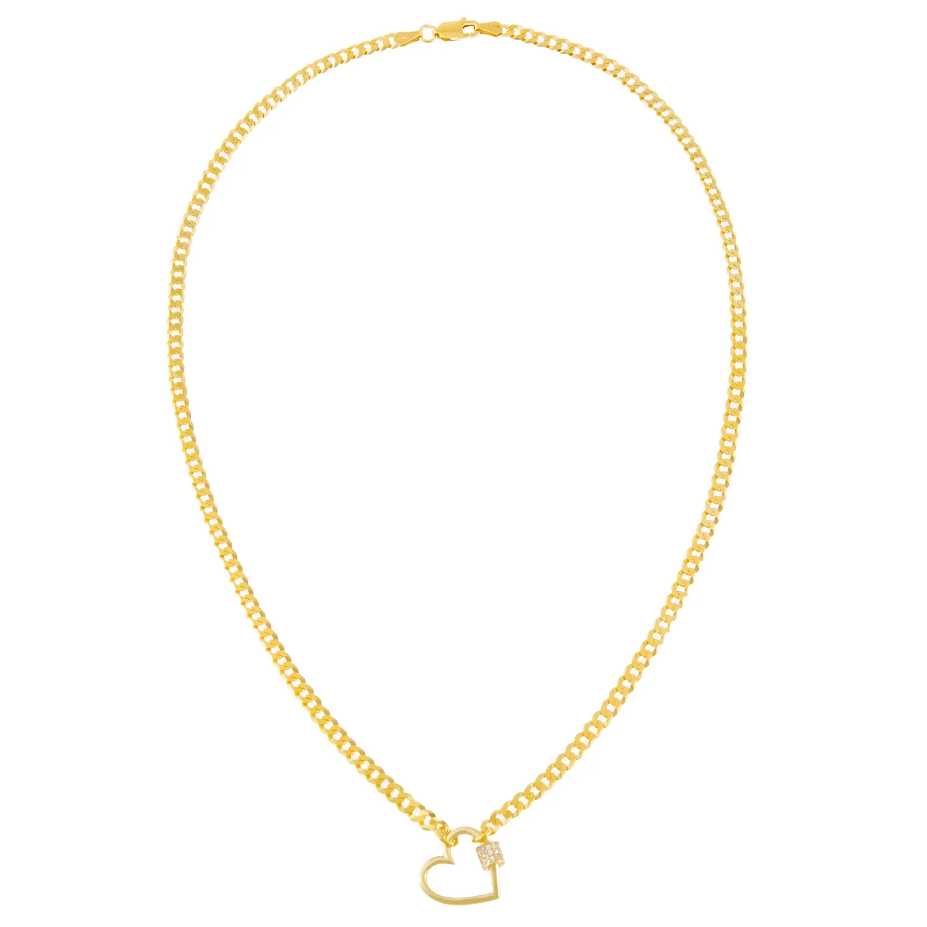 Pavé Mini Heart Cuban Chain Necklace sold by Adina Eden's product image thumbnail 2