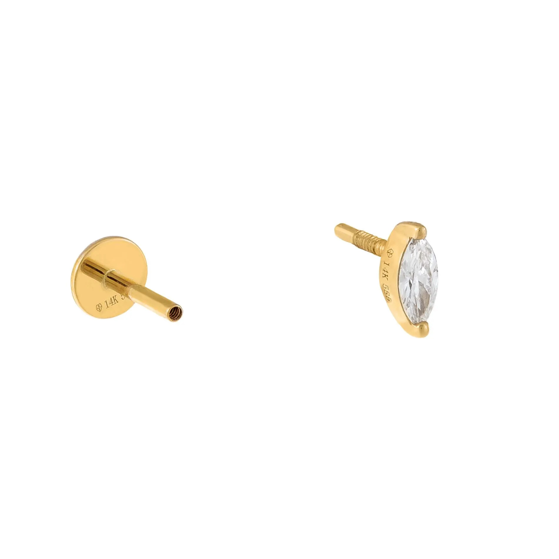 Diamond Marquise Threaded Stud Earring 14K sold by Adina Eden's product image thumbnail 3