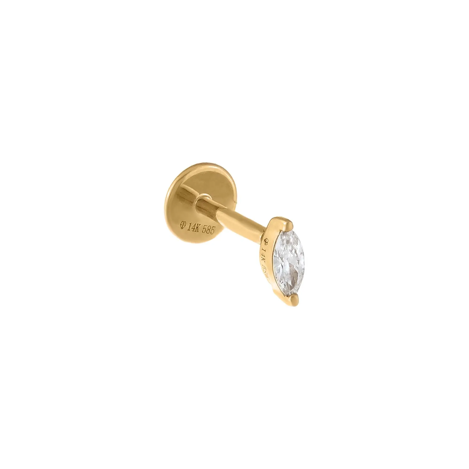 Diamond Marquise Threaded Stud Earring 14K sold by Adina Eden's