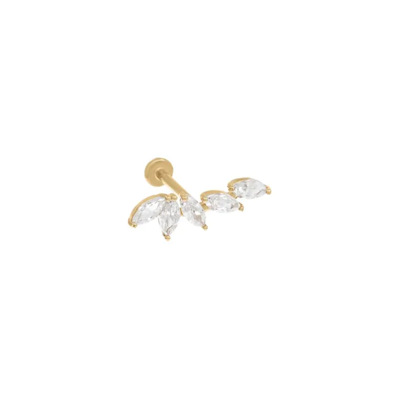 Multi Marquise Curved Threaded Bar Stud Earring 14K sold by Adina Eden's