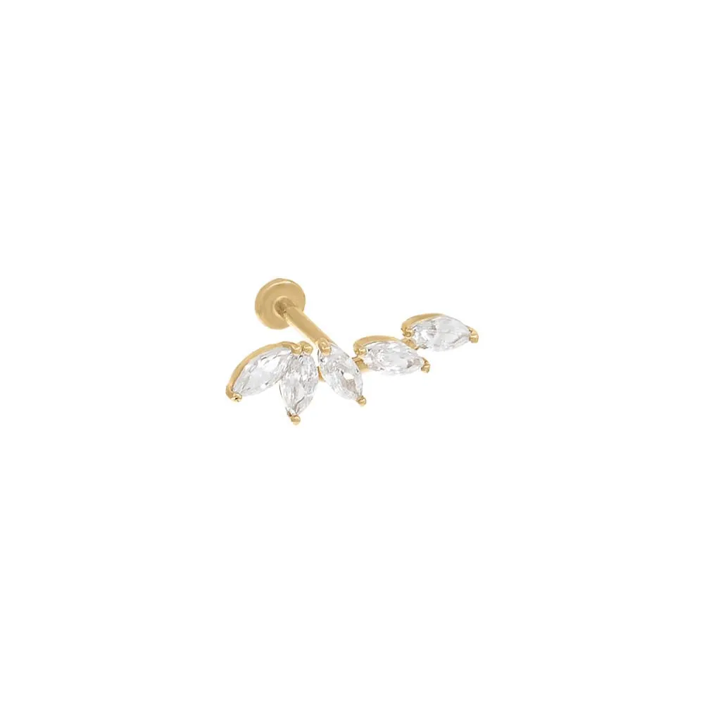 Multi Marquise Curved Threaded Bar Stud Earring 14K sold by Adina Eden's