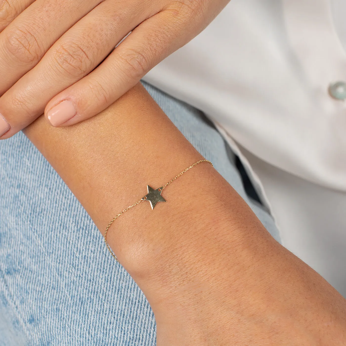 Solid Mini Star Bracelet 14K sold by Adina Eden's product image thumbnail 2