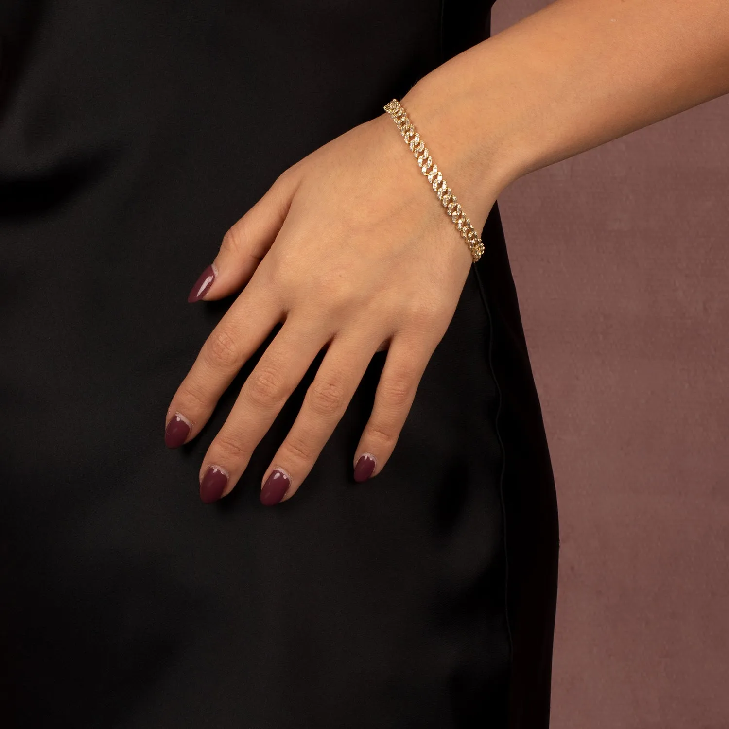 CZ Baguette X Pave Cuban Link Bracelet sold by Adina Eden's product image thumbnail 2