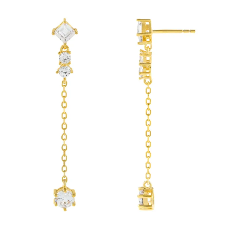 CZ Multi Shape Chain Drop Earring sold by Adina Eden's