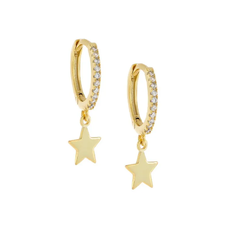 CZ Star Huggie Earring sold by Adina Eden's