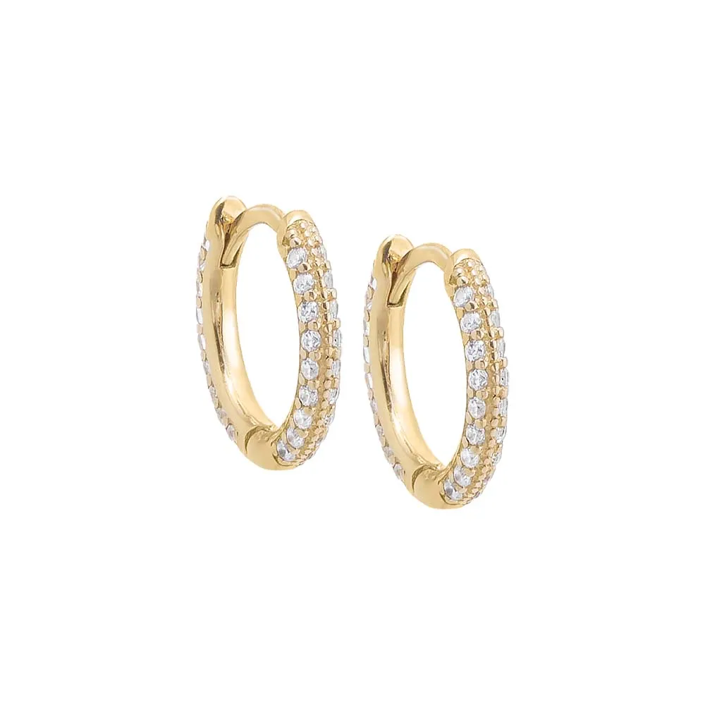 Pavé Rounded Huggie Earring 14K sold by Adina Eden's