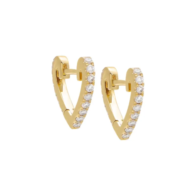 Wide Diamond Heart Shape Huggie Earring 14K sold by Adina Eden's