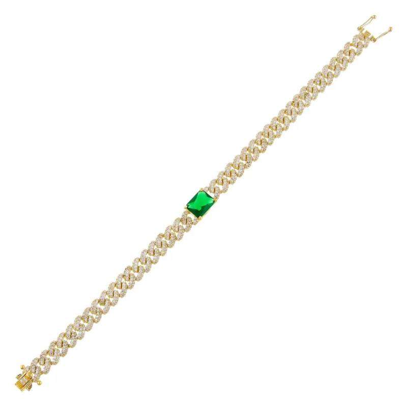 CZ Baguette Chain Link Bracelet sold by Adina Eden's