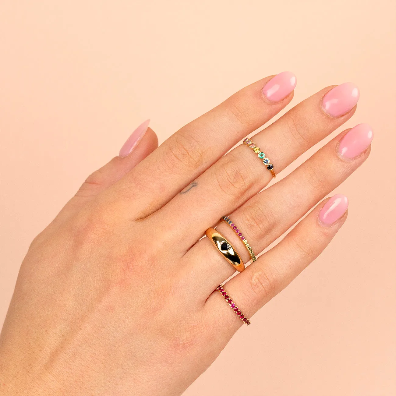 Multi Color Gemstone Bezel Ring 14K sold by Adina Eden's product image thumbnail 2