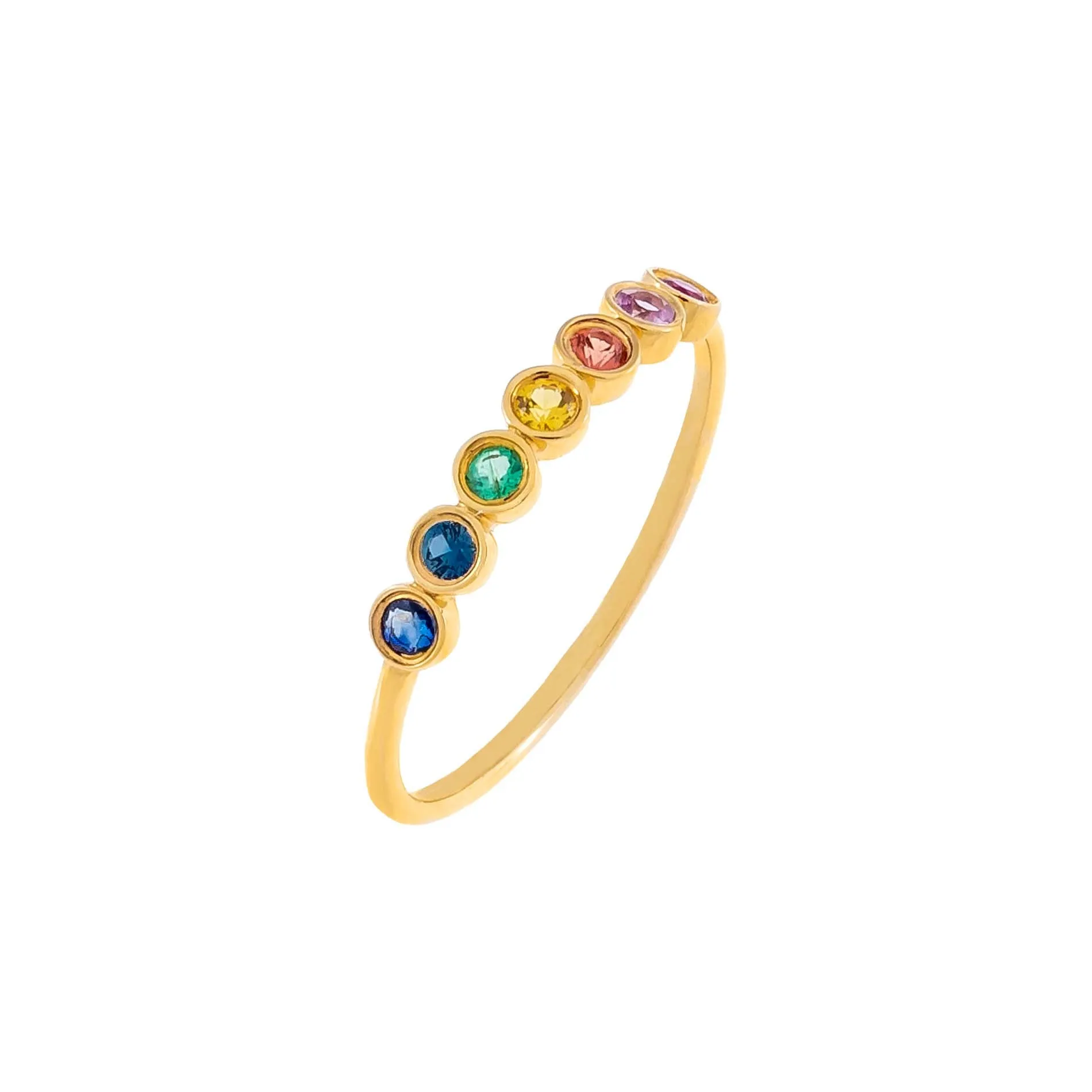Multi Color Gemstone Bezel Ring 14K sold by Adina Eden's