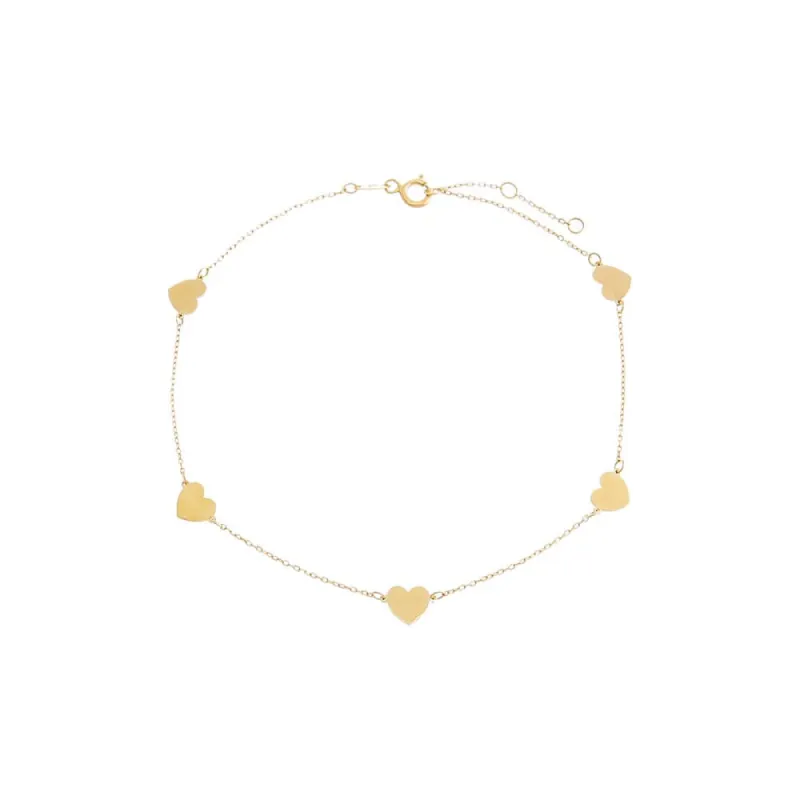 Solid Multi Heart Anklet 14K sold by Adina Eden's