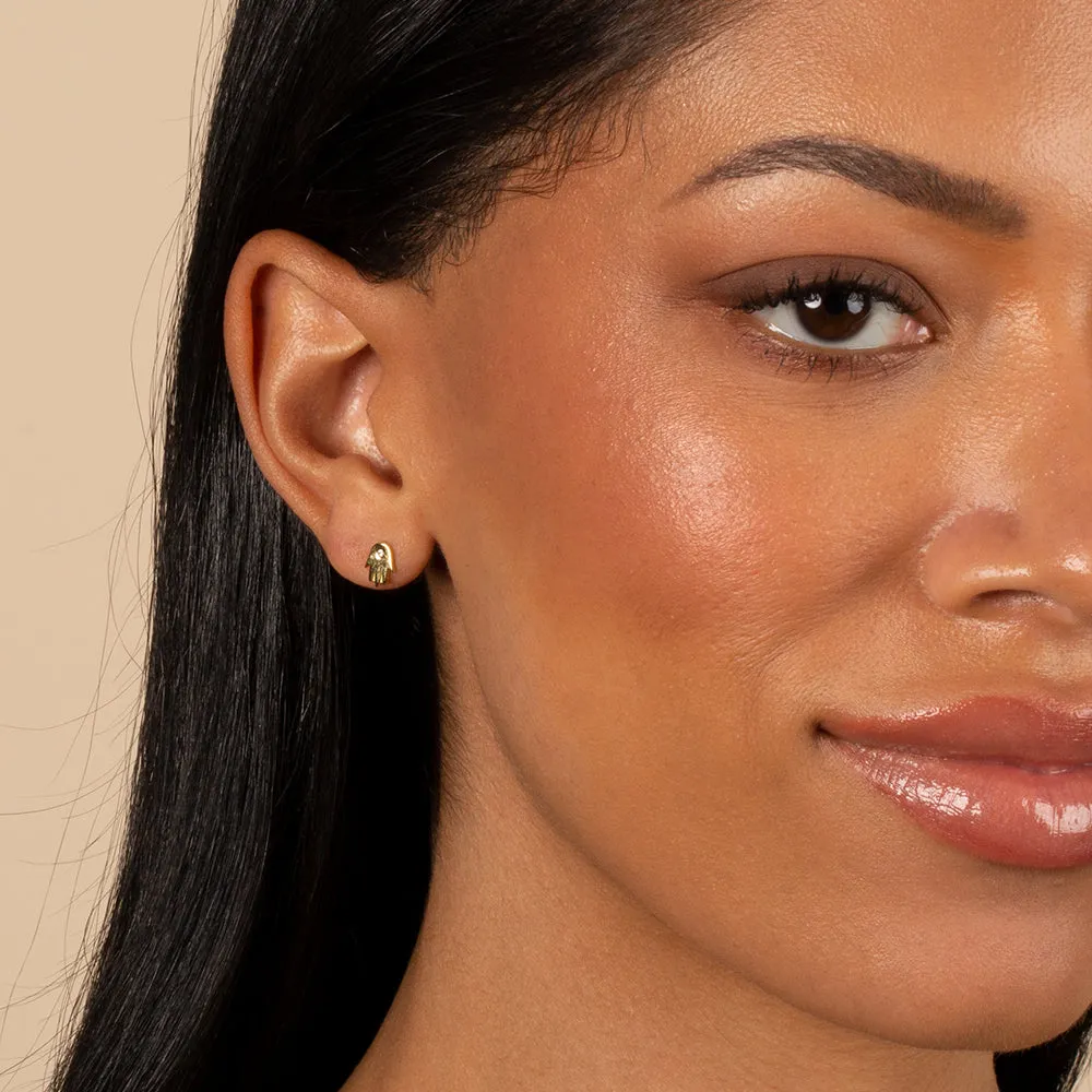 CZ Bezel Hamsa Stud Earring sold by Adina Eden's product image thumbnail 2