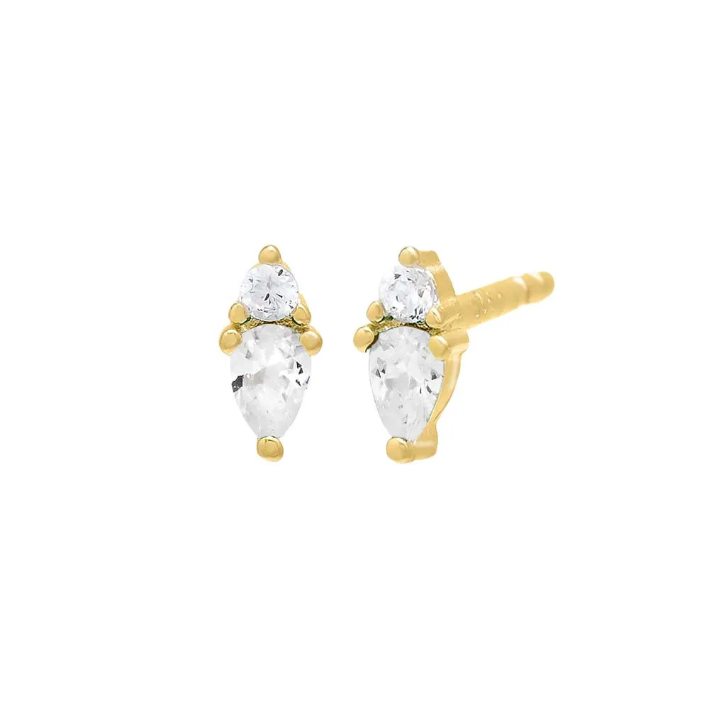 Tiny Solitaire x Marquise CZ Stud Earring sold by Adina Eden's
