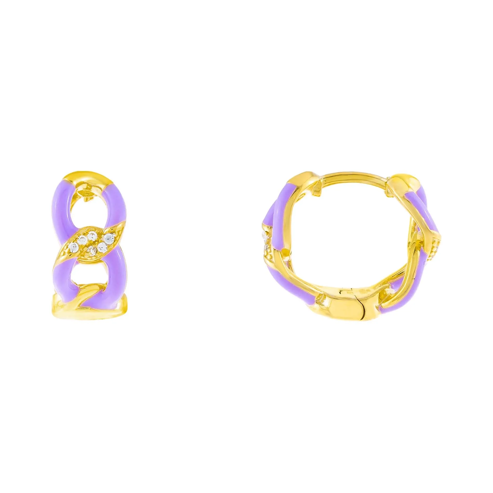 CZ Enamel Link Hoop Earring sold by Adina Eden's product image thumbnail 4
