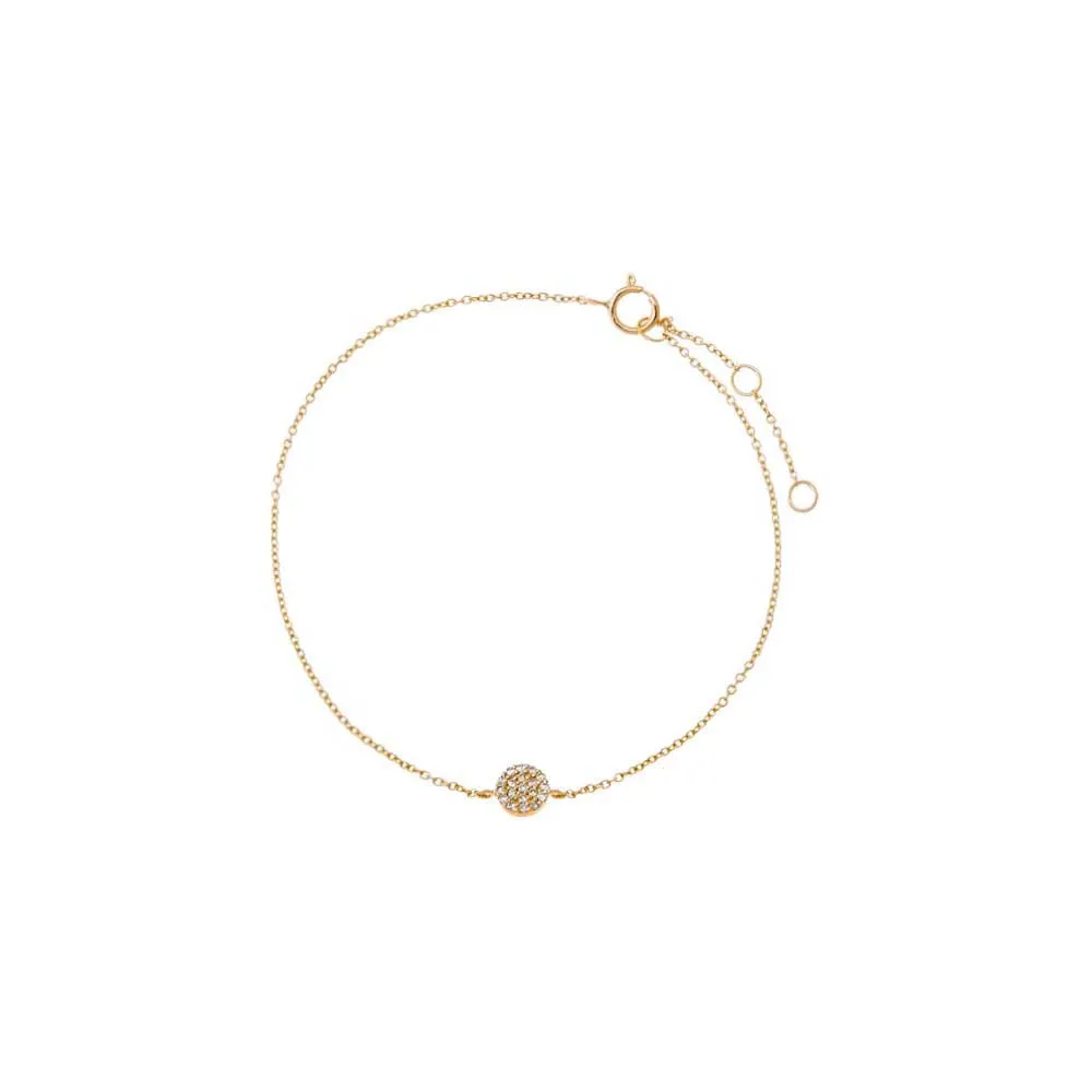 Diamond Pave Round Pendant Bracelet 14K sold by Adina Eden's