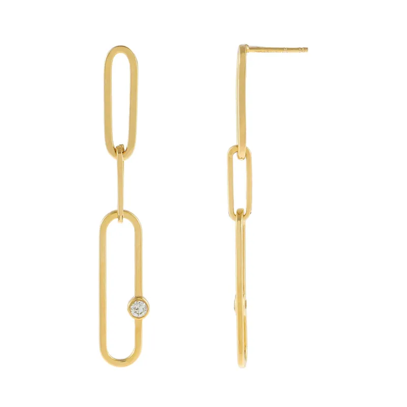 Diamond Bezel Link Drop Earring 14K sold by Adina Eden's