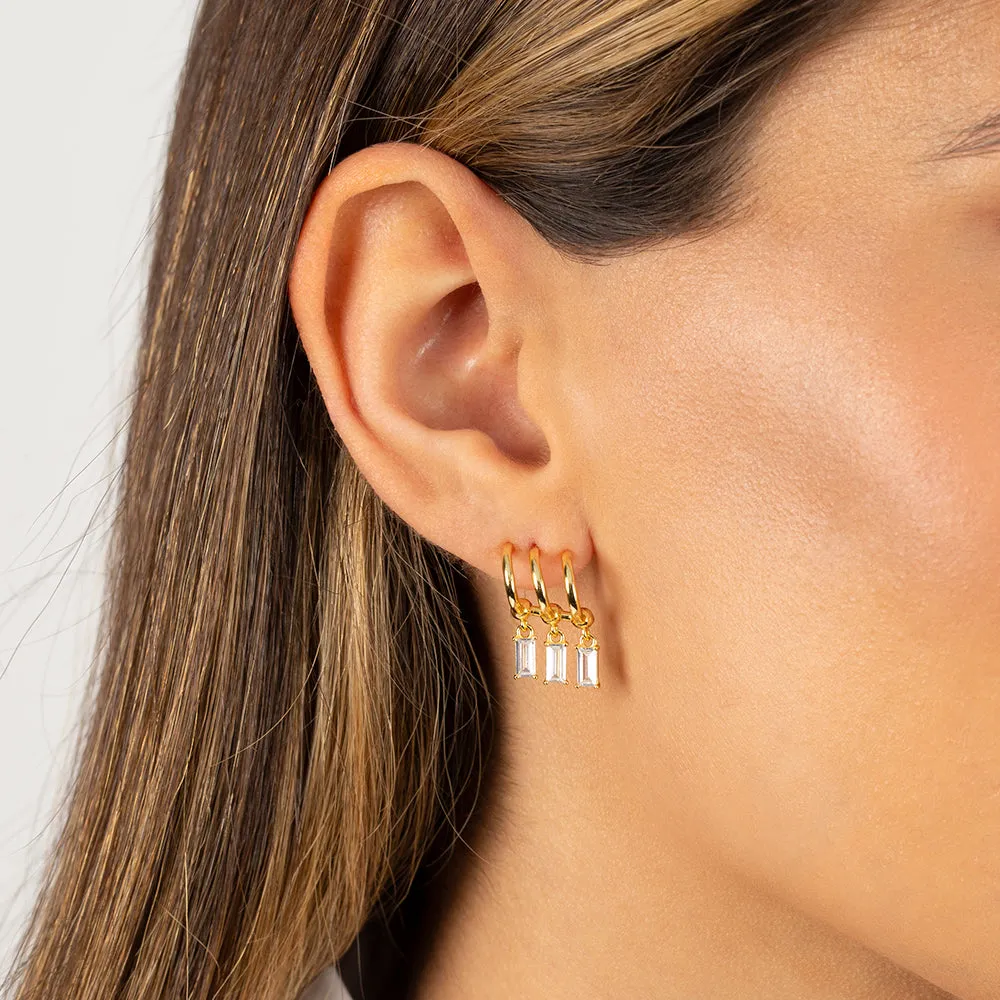 Colored Triple Dangling Baguette Stone Earring sold by Adina Eden's product image thumbnail 2