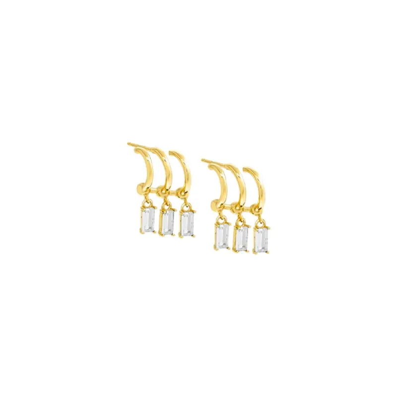 Colored Triple Dangling Baguette Stone Earring sold by Adina Eden's