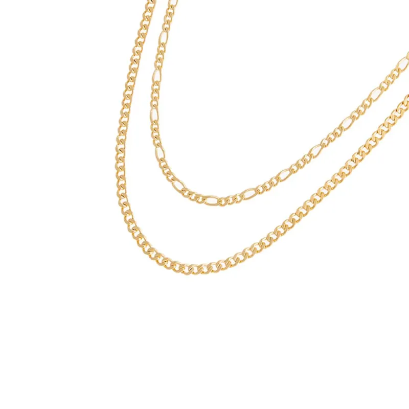 The Cuban & Figaro Chain Necklace Combo Set sold by Adina Eden's