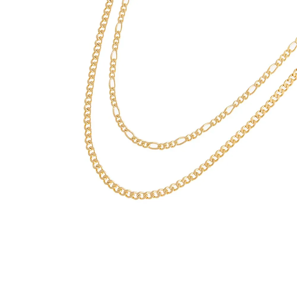The Cuban & Figaro Chain Necklace Combo Set sold by Adina Eden's