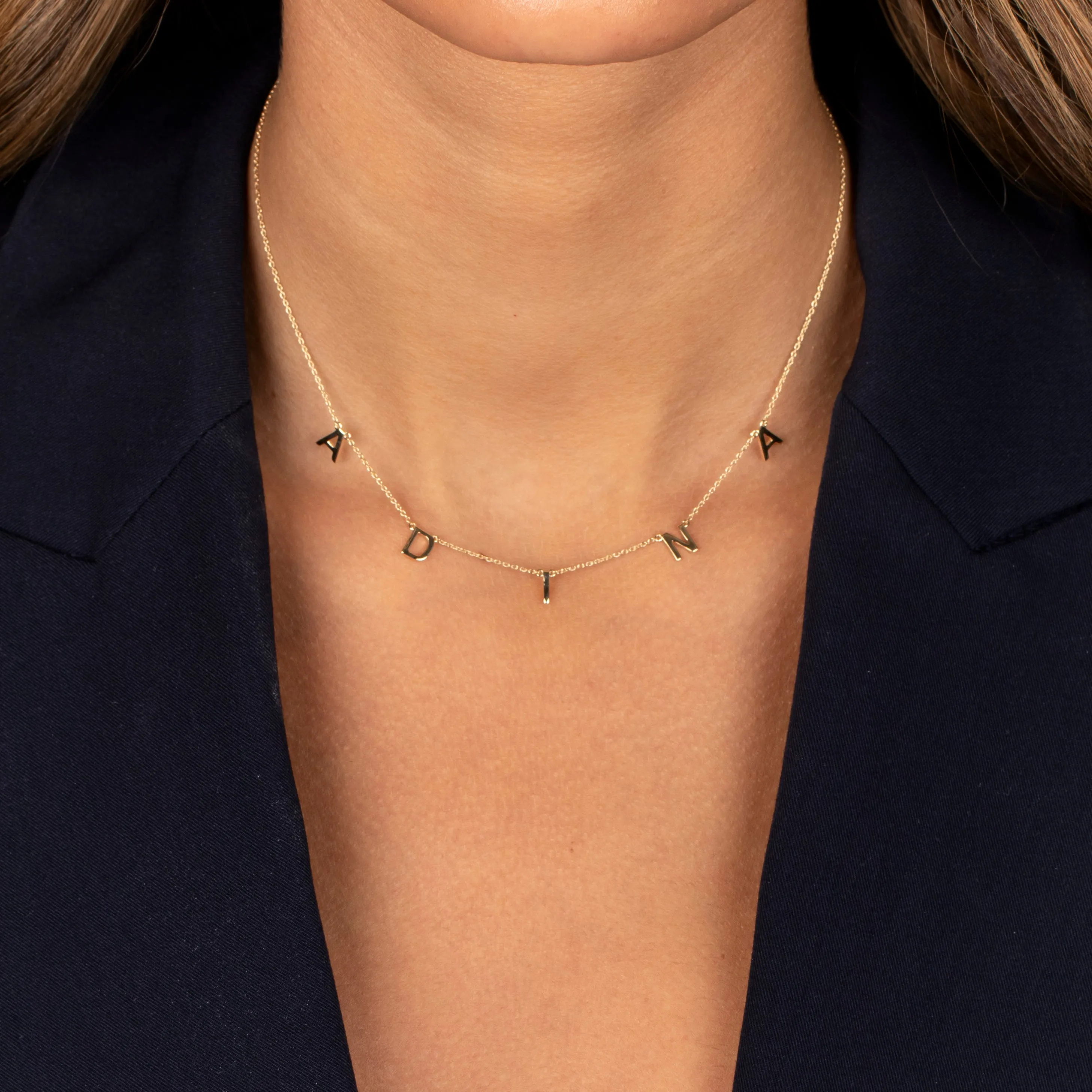 Solid Scattered Name Necklace 14K sold by Adina Eden's product image thumbnail 2