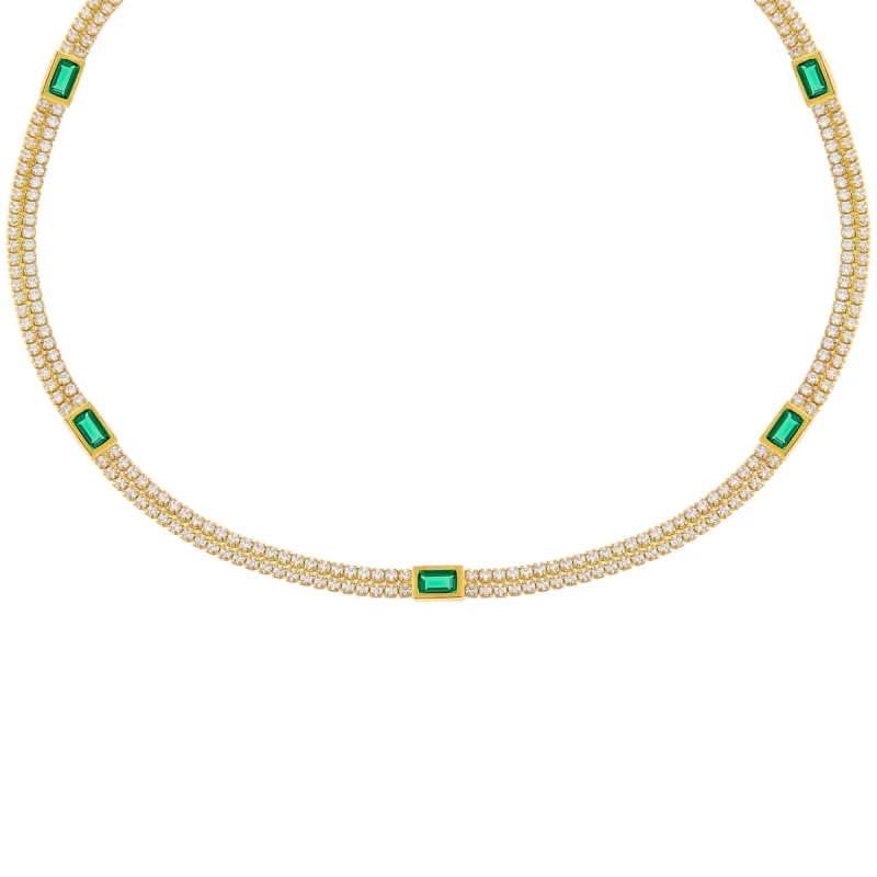 CZ Baguette Double Row Tennis Choker sold by Adina Eden's
