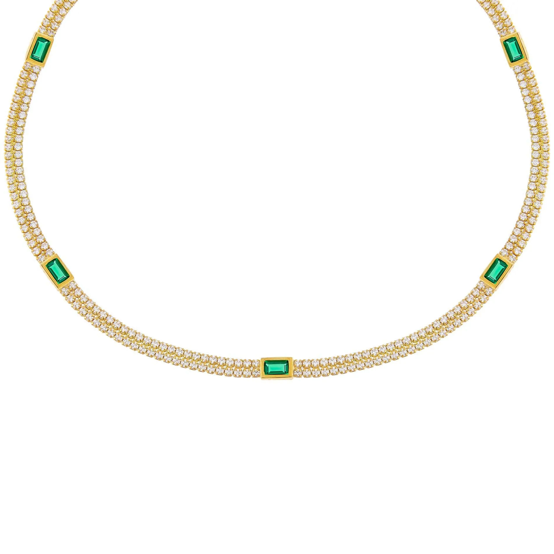 CZ Baguette Double Row Tennis Choker sold by Adina Eden's