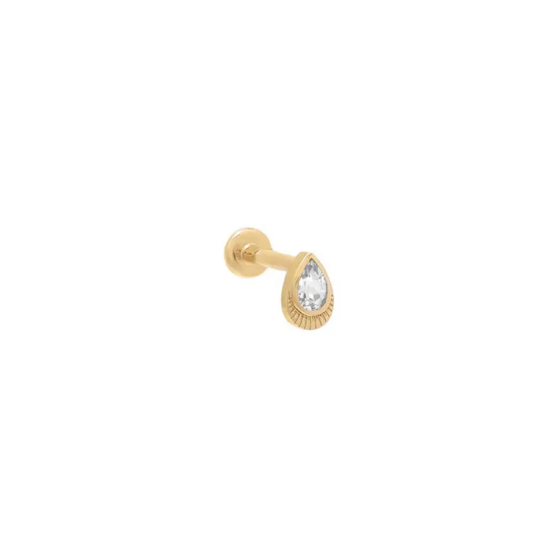 Topaz Teardrop Threaded Stud Earring 14K sold by Adina Eden's