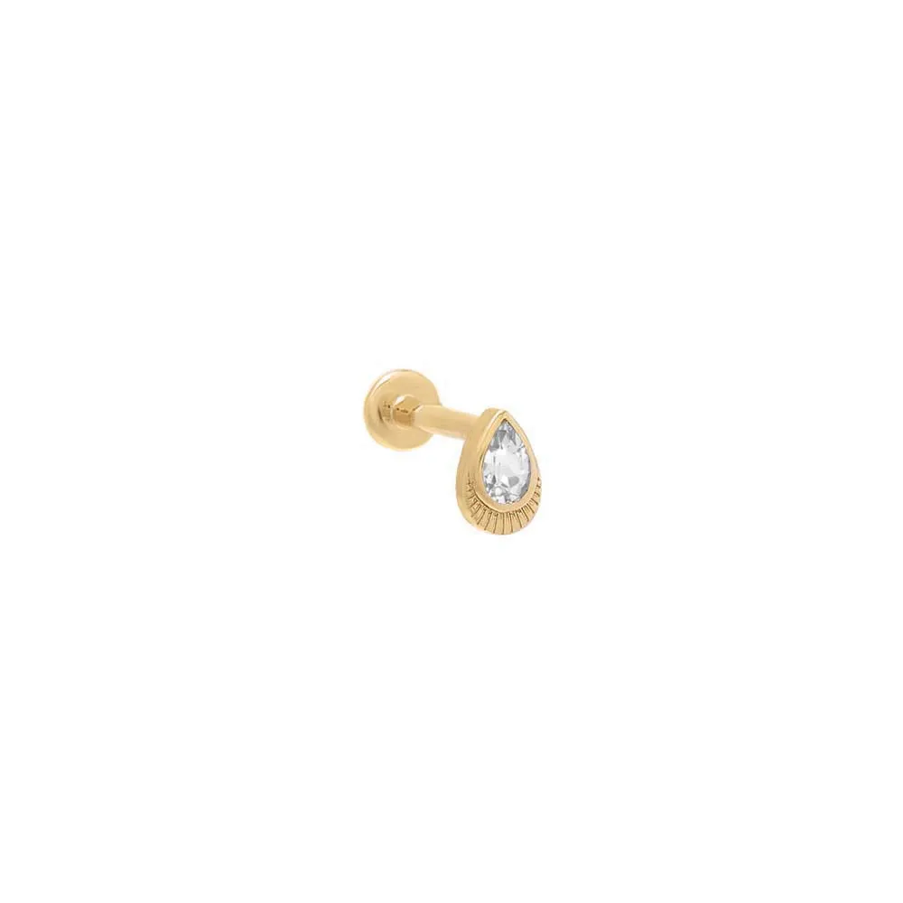 Topaz Teardrop Threaded Stud Earring 14K sold by Adina Eden's