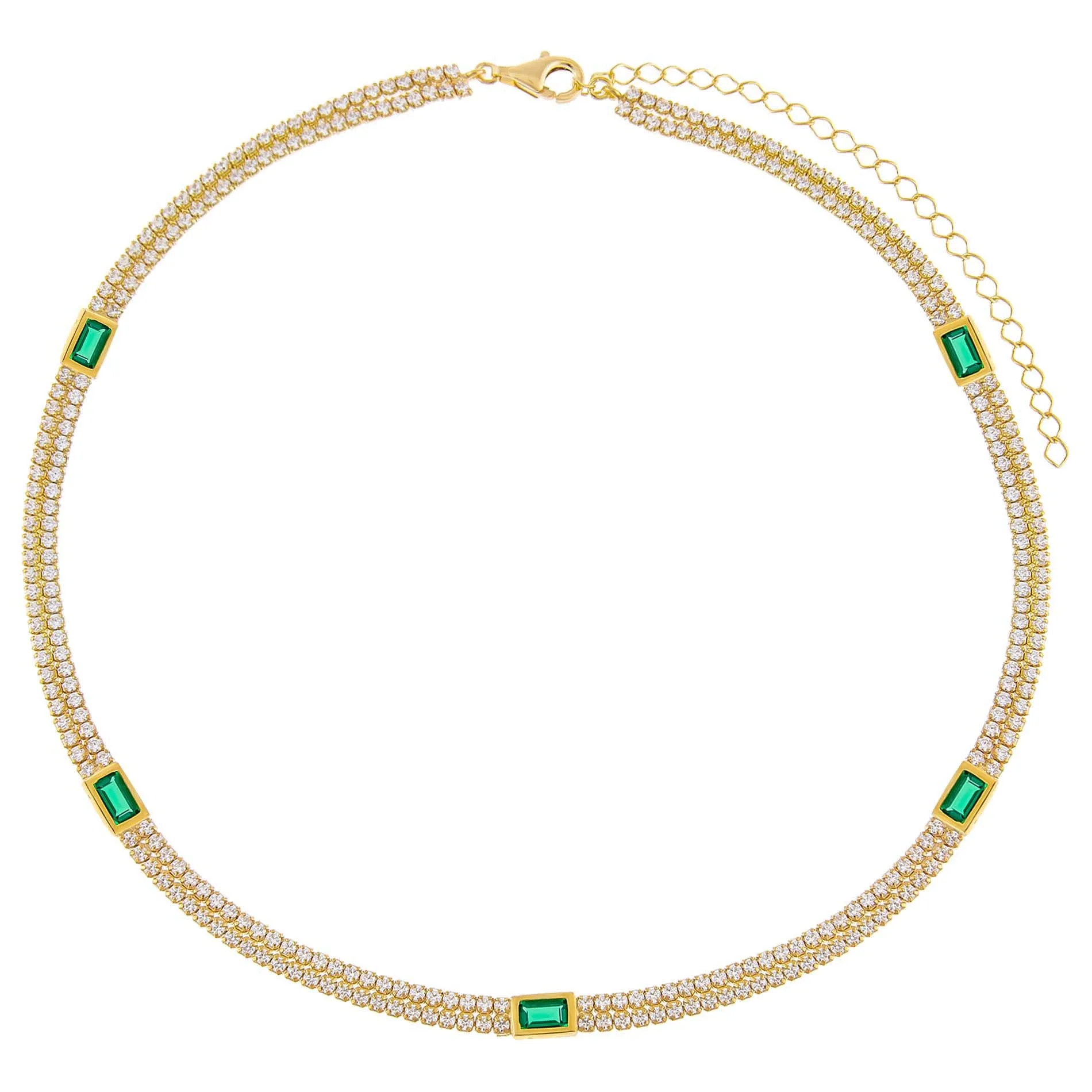 CZ Baguette Double Row Tennis Choker sold by Adina Eden's product image thumbnail 3