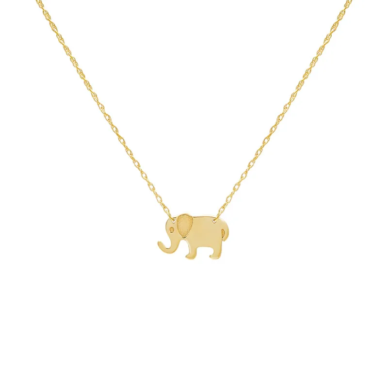 Mini Solid Elephant Necklace 14K sold by Adina Eden's