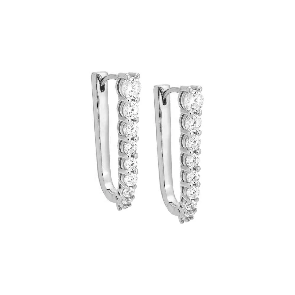 Graduated CZ Elongated Oval Shape Huggie Earring sold by Adina Eden's product image thumbnail 4