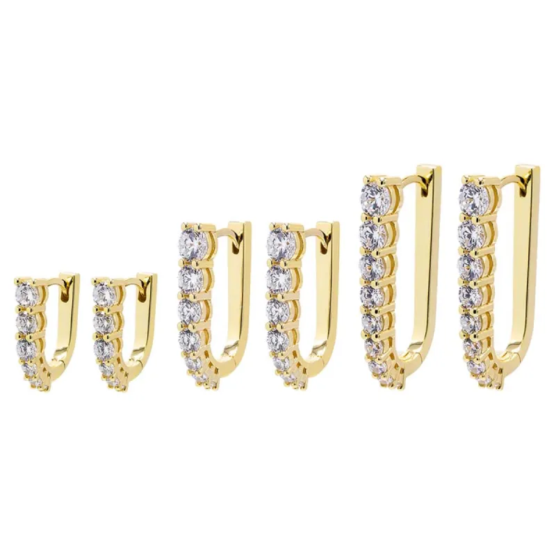 Graduated CZ Elongated Oval Shape Huggie Earring sold by Adina Eden's
