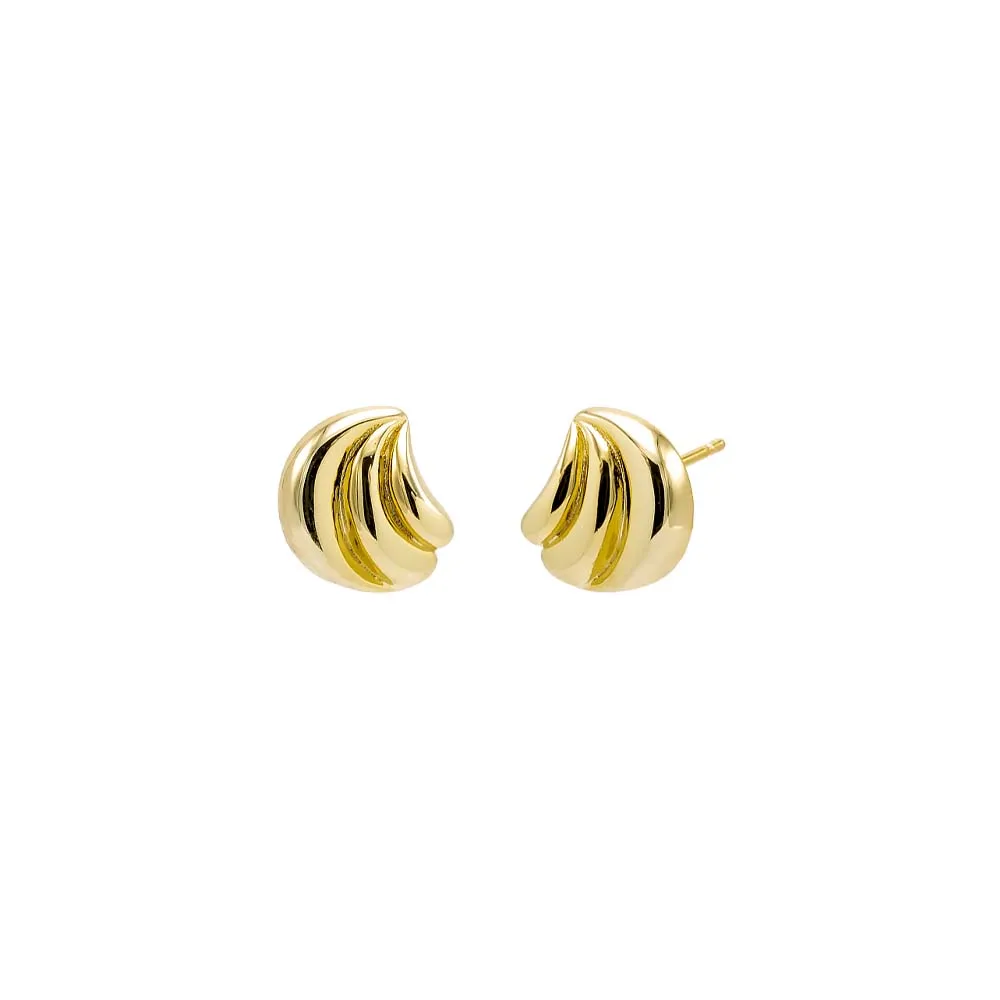 Waved Button Stud Earring sold by Adina Eden's